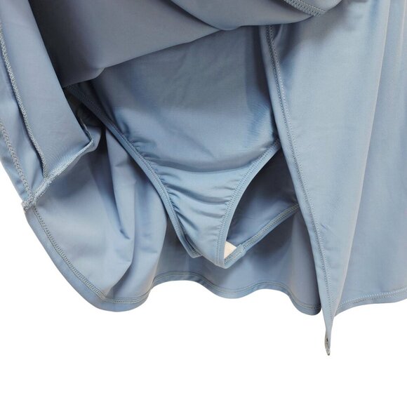 Blue One-Piece Swim Dress With Adjustable Straps & Built-In Bottoms Size L - Picture 4 of 10